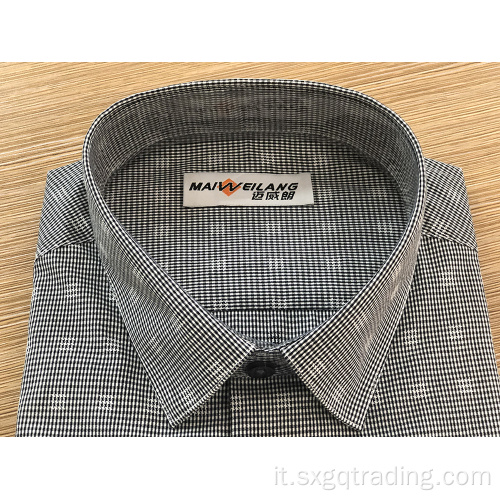 Camicia a maniche corte a quadri tinta in filo moda maschile